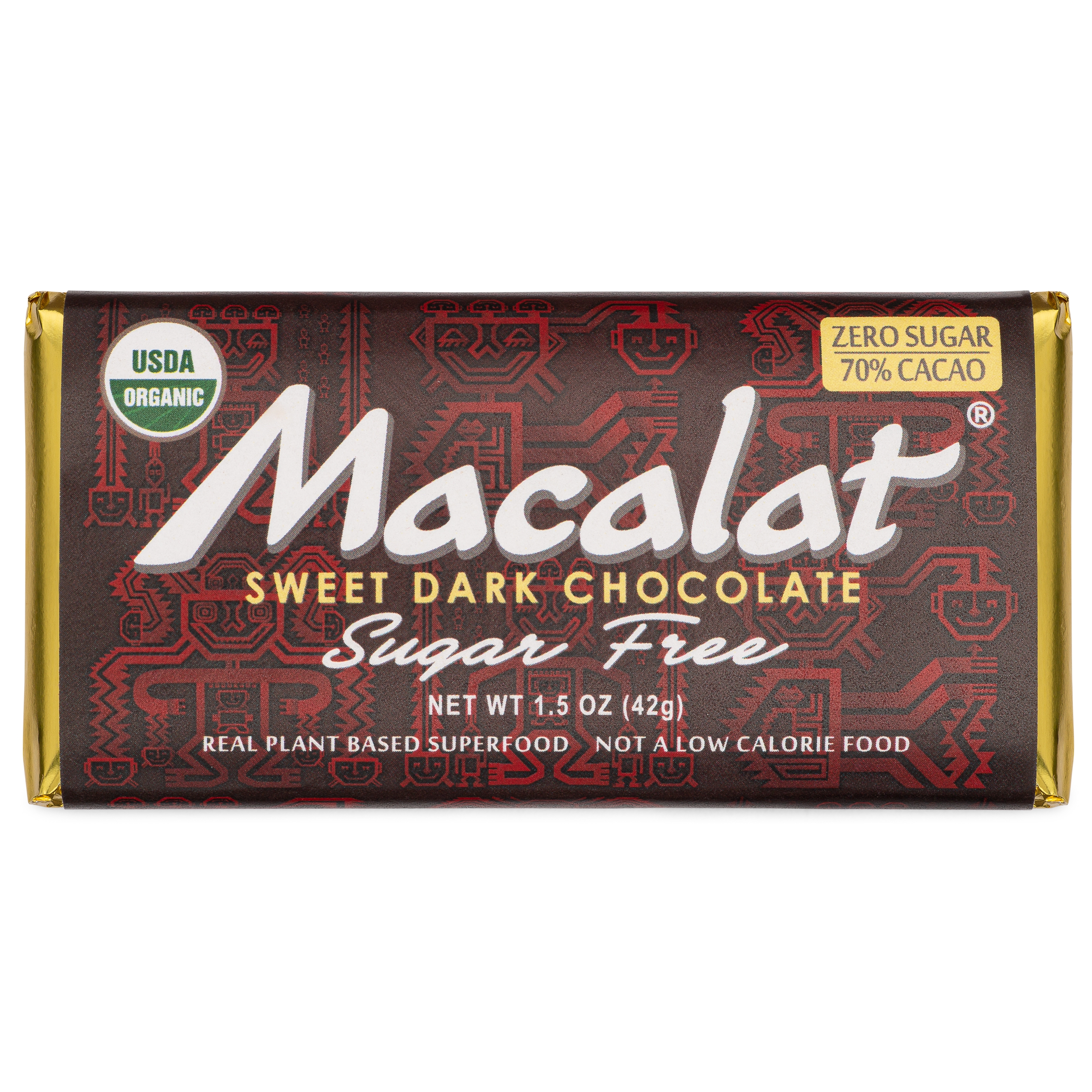 MACALAT Organic Peruvian Cacao Bar with Maca Superfood (sugar free!)