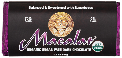 MACALAT Organic Peruvian Cacao Bar with Maca Superfood (sugar free!)